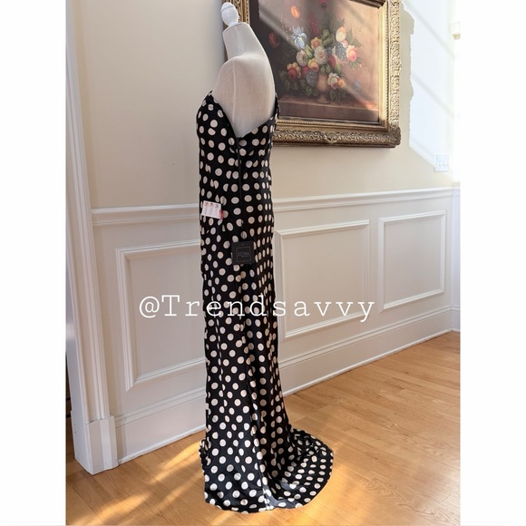 ANTHROPOLOGIE Mac Duggal One Shoulder Polka Dot Sheath Gown Maxi Dress 10 NWT - Picture 12 of 17